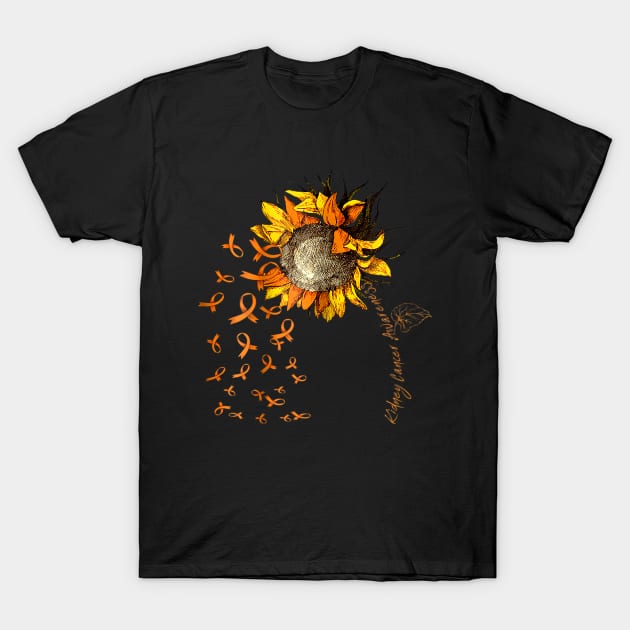 Kidney Cancer Awareness Sunflower T-Shirt by Barnard